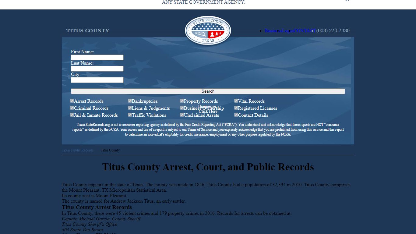 Titus County Arrest, Court, and Public Records